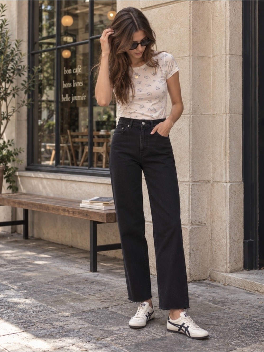 NWOT Everlane The Way-High Jean Organic Cotton High Rise Black Raw Hem 23